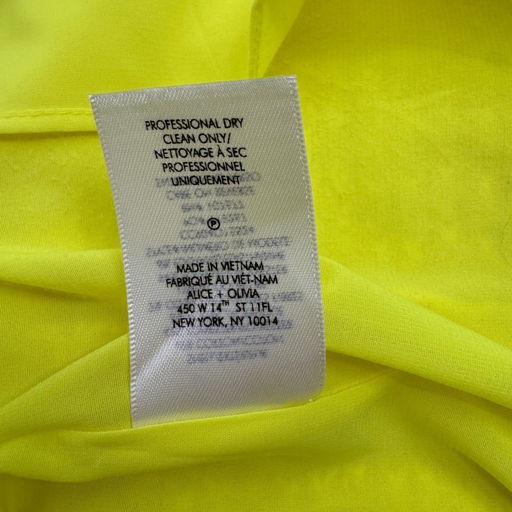 ALICE + OLIVIA Clyde Sequin Embellished Tweed Shift Dress -Neon Yellow -Size 4 - Picture 10 of 10